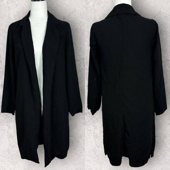 Urban Outfitters Drape Jacket‎ Silence Noise Black Robe Open Front Coat Size XS - Picture 1 of 16